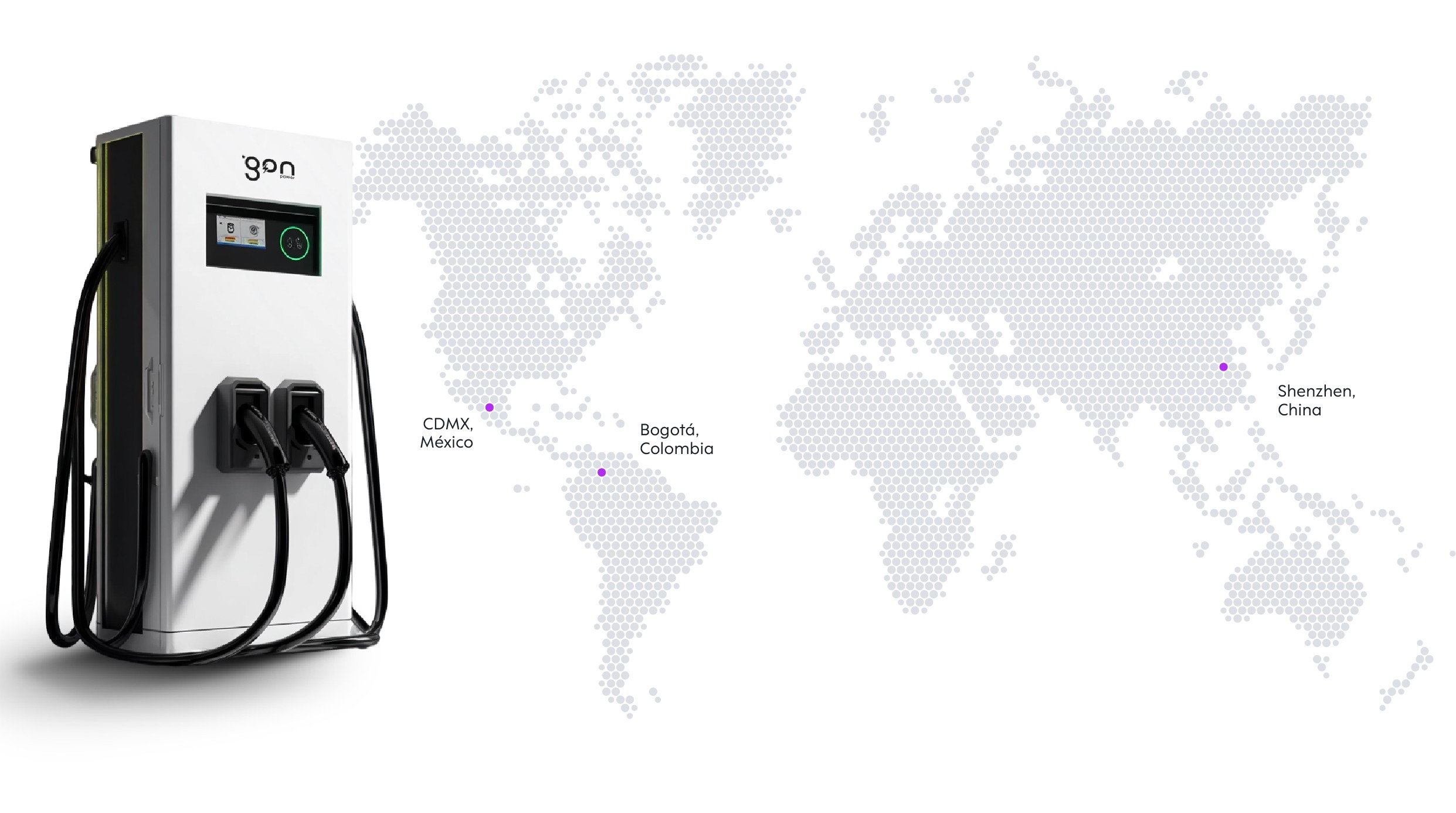 Estación de carga Gon Power – Presencia en CDMX, Bogotá y Shenzhen